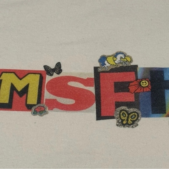 Misfit Mad Minds Marven Cut Out Lettering Tee  M/SF/T Brand Cream MSFT Mens MED - Picture 3 of 5